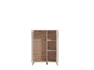 Elegant Dariqon Cashmere Oak Effect Low Display Cabinet with Two Doors - UK Luxury Furniture